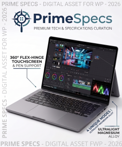 PrimeSpecs Modula One fully modular laptop showing hot-swappable port expansion cards and internal component bay.
