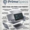 PrimeSpecs Aero 14 ultralight premium ultrabook with silver finish, open at a three-quarter angle.