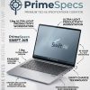 PrimeSpecs Swift Air ultra-lightweight laptop in silver finish, showcasing its thin profile.