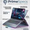 PrimeSpecs Apex R1 gaming laptop with RGB keyboard and high-refresh rate screen.